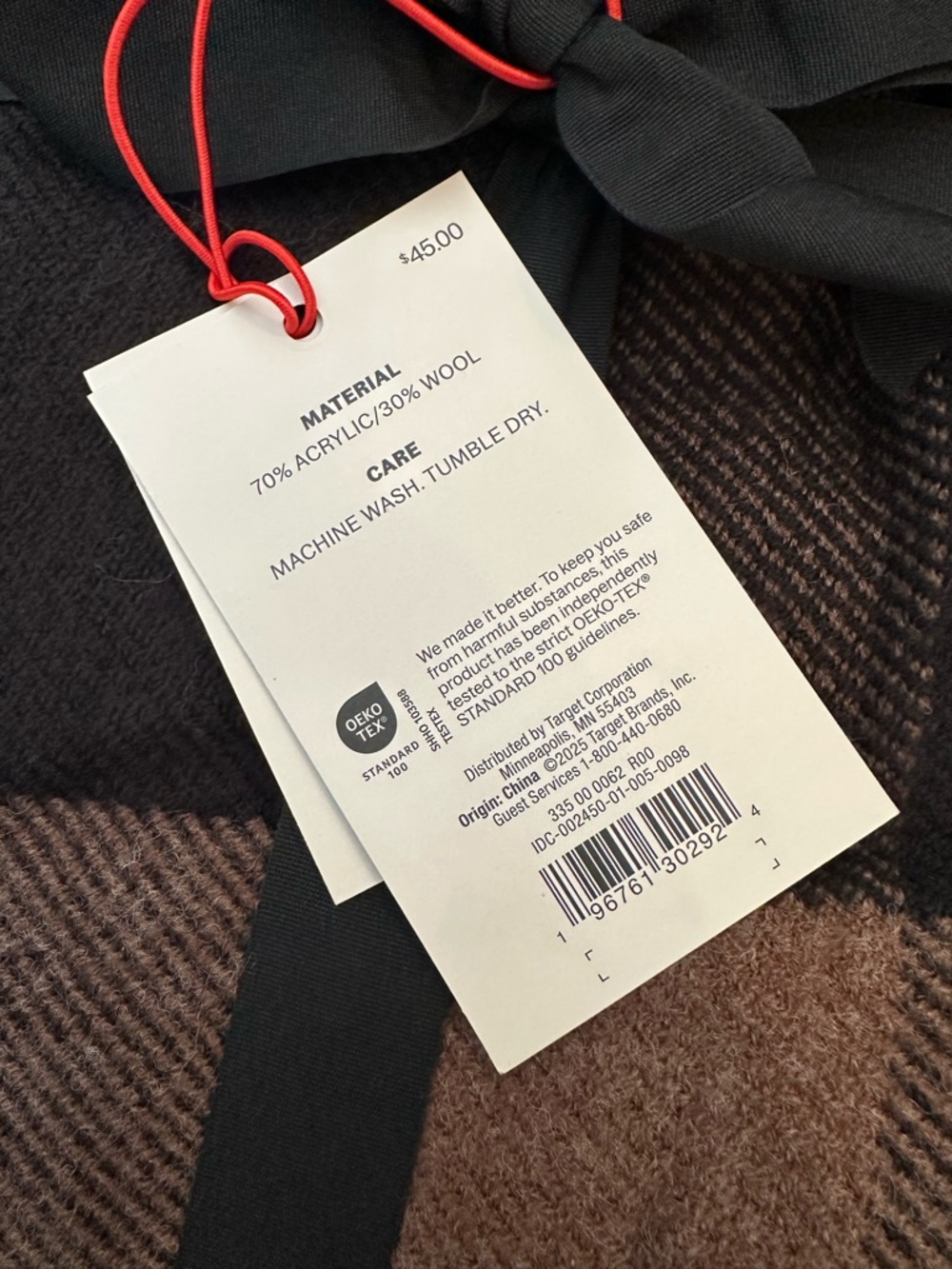 Woolrich Oversized Plaid Throw - Brown & Black - Picture 4 of 8